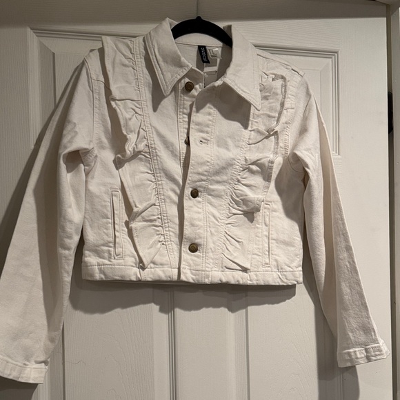 H&M White Ruffle Jean Jacket - Picture 9 of 13